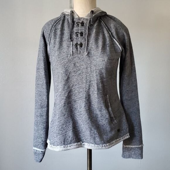 Gray Distressed Hoodie Hooded Sweatshirt Facile BKE Woman's Women's Size Small - Picture 11 of 11